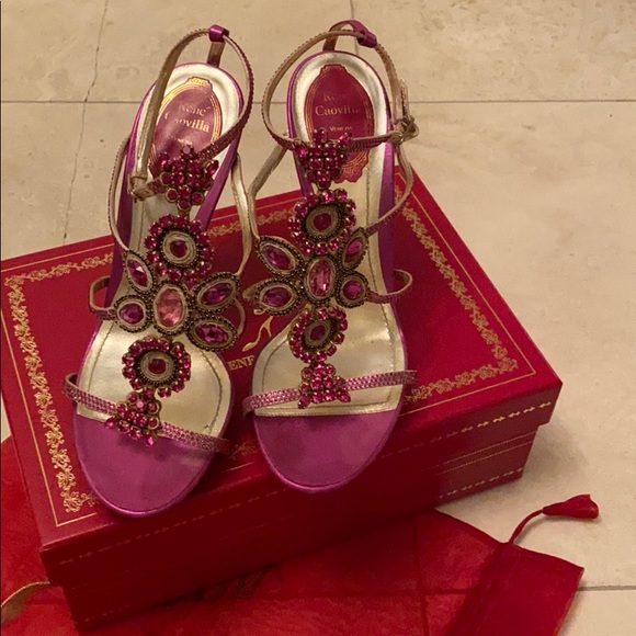 Rene Caovilla jeweled scrappy heels size 38 - Picture 2 of 5